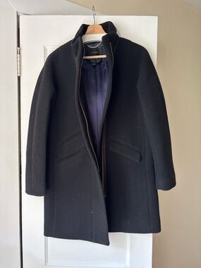 J. Crew Navy and Black Wool Zip Coat